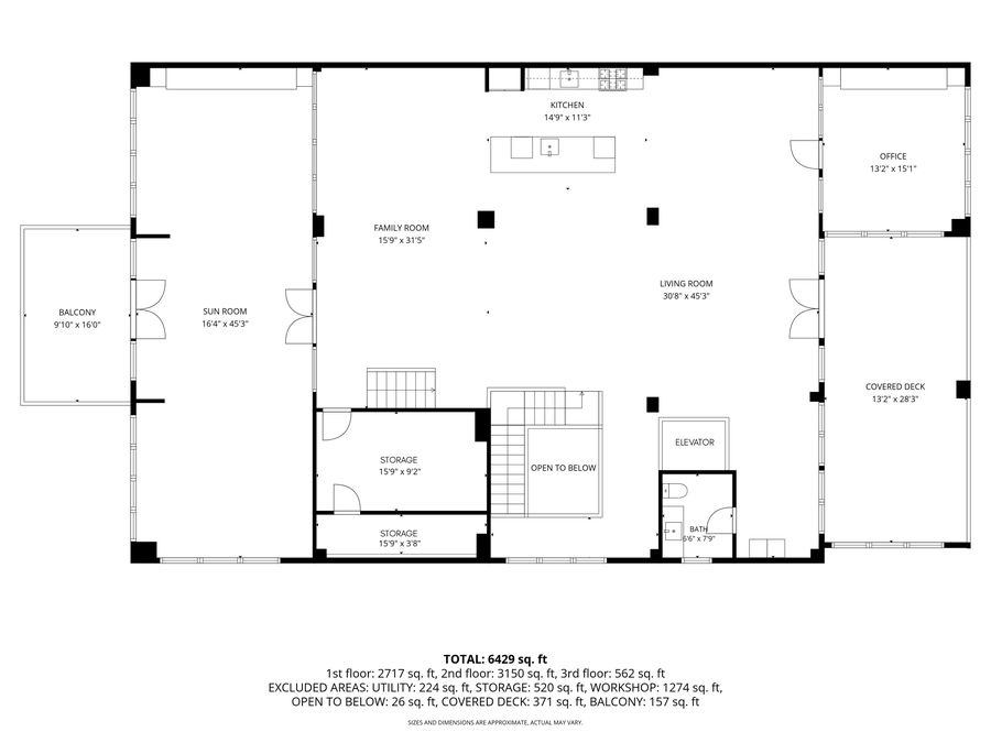 Floor plan: the barn, main level