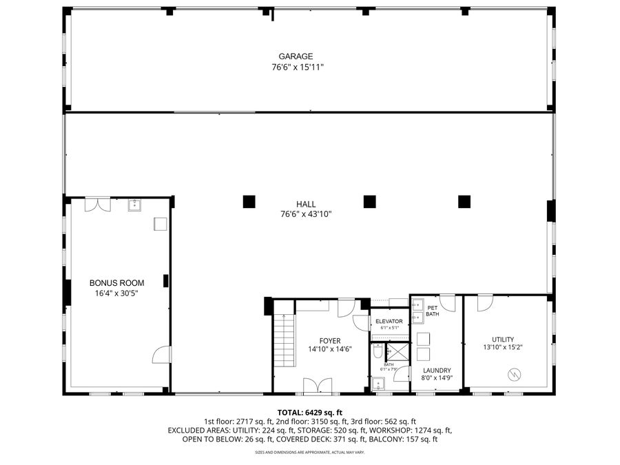 Floor plan: the barn, lower level